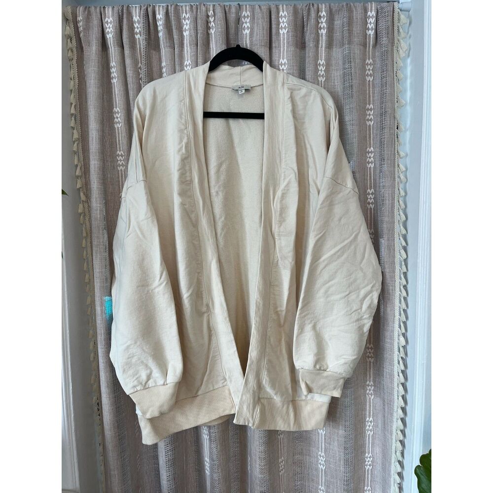 nlt cream easy oversized french terry cardigan